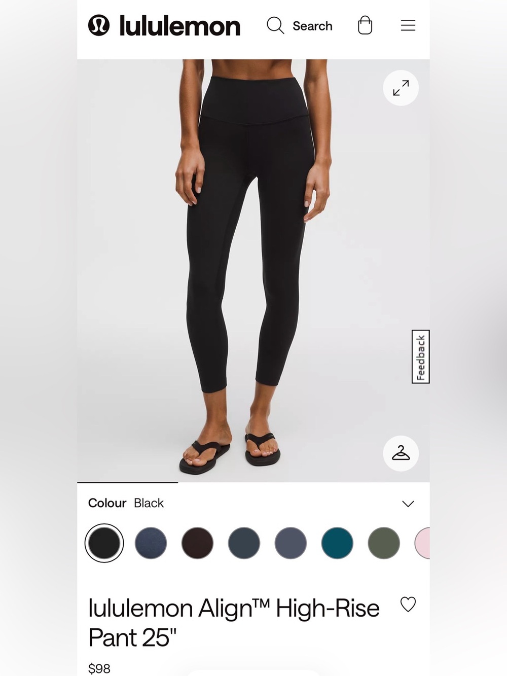lululemon 25” Align High-Rise Leggings — Size 4 Black